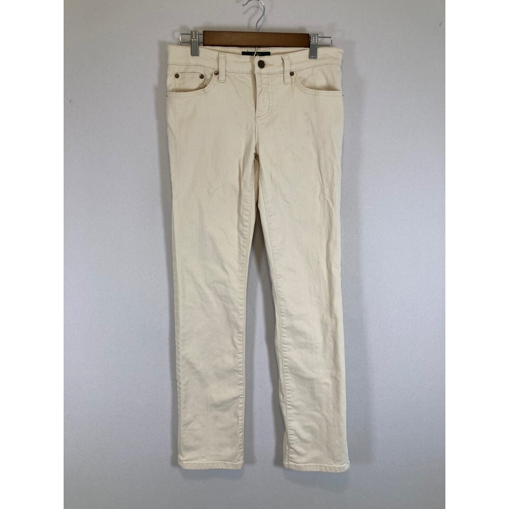 Minimalist Lauren Ralph Lauren Womens 4 Cream Straight Leg Mid Rise‎ Jeans